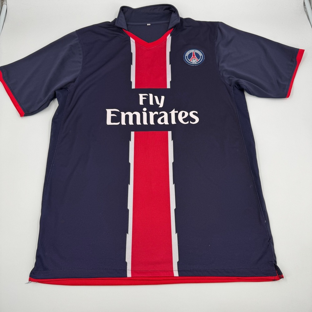Paris Saint-Germain Soccer Jersey Mens XL Navy Blue Fly‎ Emirates Number 5 PSG